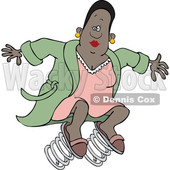 Clipart of a Cartoon Black Woman in a Robe, Springing Forward - Royalty Free Vector Illustration © djart #1609129