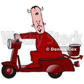 Male Devil Staring As He Passes By On A Red Scooter Clipart Illustration © djart #16140