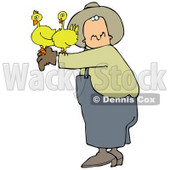 Male Farmer Holding Two Yellow Chickens On His Arm Clipart Illustration © djart #16147