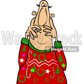 Cartoon Man in a Christmas Sweater, Covering His Face © djart #1617695