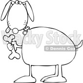 Cartoon Outline Dog Holding a Bone © djart #1618546