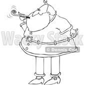 Cartoon Black and White Christmas Santa Claus Blowing a New Years Noise Maker © djart #1621861