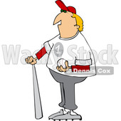 Cartoon White Male Baseball Player with a Ball and Bat © djart #1624640