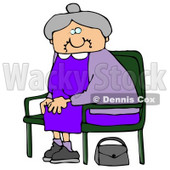 Old Lady With Gray Hair, Wearing A Purple Dress And Sitting In A Chair With Her Purse On The Ground Clipart Illustration Graphic © djart #16247