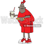 Cartoon Black Man Holding a Fountain Soda and Hot Dog © djart #1625449