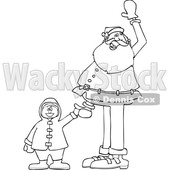 Black and White Santa Holding a Boys Hand and Waving © djart #1627410
