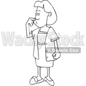 Cartoon Black and White Forgetful Woman Wearing a Slipper and Heel © djart #1627656
