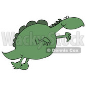 Clipart Illustration Image of a Chubby Green Dinosaur Leaping Through The Air While Jumping For Something He Wants © djart #16285
