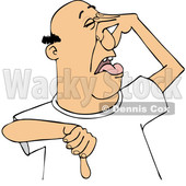 Cartoon White Man Plugging His Nose to Avoid a Stinky Smell and Giving a Thumb down © djart #1629536