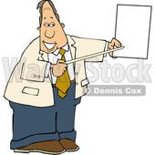 Cartoon White Business Man Pointing to a Piece of Paper © djart #1630771