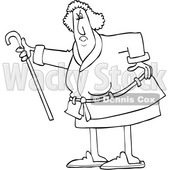 Cartoon Black and White Angry Senior Woman Shaking Her Cane © djart #1631299