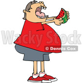 Cartoon Chubby White Boy Eating a Watermelon © djart #1632893