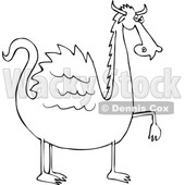 Cartoon Black and White Dragon Blowing Smoke from His Nostrils © djart #1633283