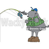 Cartoon Dog Wearing a Fishing Vest and Holding a Pole © djart #1636341