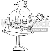 Cartoon Black and White Chubby Police Dog Aiming a Pistol © djart #1637492