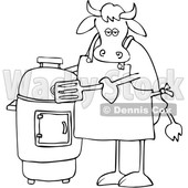 Cartoon Black and White Cow by a Smoker © djart #1642107