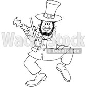 Cartoon Black and White St Patricks Day Leprechaun Playing a Fiddle © djart #1647980