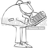 Cartoon Black and White St Patricks Day Leprechaun Holdinga Tray of Cookies or Cakes © djart #1648157