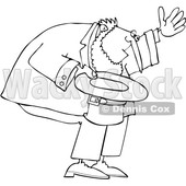 Cartoon Black and White Leprechaun Bowing with His Hat off © djart #1648697