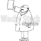 Cartoon Black and White Chubby Male Doctor Reviewing an XRay © djart #1652867