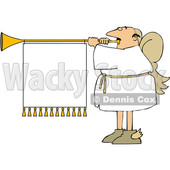 Cartoon Male Christmas Angel Blowing a Horn with a Banner © djart #1655194