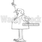 Cartoon Lineart Woman Wearing a Swimsuit and Pointing up © djart #1655917