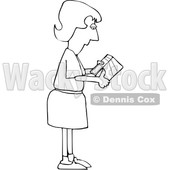 Cartoon Black and White Woman Reading Ingredients on a Boxed Product © djart #1656315