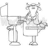 Cartoon Lineart Cow Cooking on a BBQ © djart #1661605