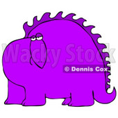 Big Purple Dinosaur With Spikes Along His Back, Looking At The Viewer With A Bored Or Sad Expression Clipart Image Graphic © djart #16621