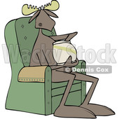 Cartoon Moose Sitting in a Chair and Eating Chips © djart #1670104