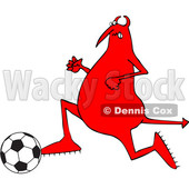Cartoon Red Devil Playing Soccer © djart #1680800