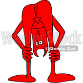 Cartoon Red Devil Looking Upside down Between His Legs © djart #1683080