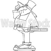 Cartoon Pilgrim Standing on a Scale Showing Holiday Weight Gain After Thanksgiving © djart #1692264