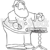 Cartoon Black and White Santa Enjoying a Snack © djart #1692310