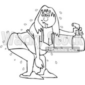 Cartoon Woman Spraying Herself down During a Hot Flash © djart #1693408
