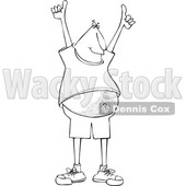 Clipart of a Chubby Man Holding up Two Thumbs - Royalty Free Vector Illustration © djart #1694814
