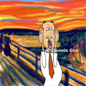 People Clipart Illustration Image of a Stressed Out Caucasian Business Man Holding His Hands to His Cheeks While Screaming, a Humorous Parody of The Scream by Edvard Munch © djart #16958