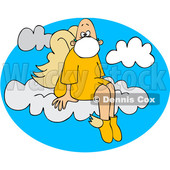Cartoon Male Angel Sitting on a Cloud and Wearing a Mask © djart #1705749