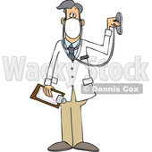 Cartoon Male Doctor Wearing a Mask and Listening Through a Stethoscope © djart #1705752
