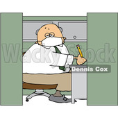 Cartoon Businessman Wearing a Covid19 Mask and Working in a Cubicle © djart #1705755