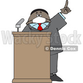 Cartoon Black Politician Wearing a Face Mask and Speaking at a Podium © djart #1706461