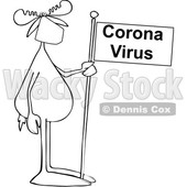 Black and White Moose Wearing a Mask and Holding a Corona Virus Flag © djart #1708295