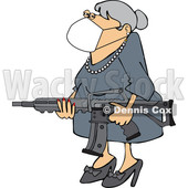 Granny Wearing a Face Mask and Holding an Assault Rifle © djart #1708587