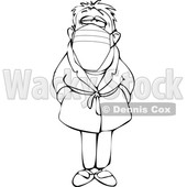 Cartoon Black and White Sick Man Wearing a Mask © djart #1708720
