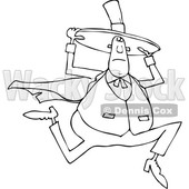 Cartoon Black and White Irish Man Running and Holding onto His Hat © djart #1708851