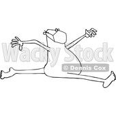 Cartoon Black and White Carefree Nude Man Wearing a Mask and Leaping © djart #1708852