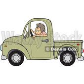 Cartoon Happy Woman Driving a Pickup Truck © djart #1714541