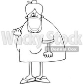 Cartoon Black and White Angry Granny Wearing a Mask and Flipping the Bird © djart #1717596