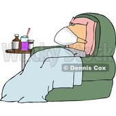 Cartoon Sick Man Wearing a Mask and Resting in a Chair © djart #1719026
