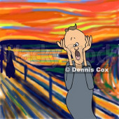 People Clipart Illustration Image of a Frustrated Caucasian Man, a Father, Husband or Manager, Holding His Hands to His Cheeks While Screaming, a Humorous Parody of The Scream by Edvard Munch © djart #17192